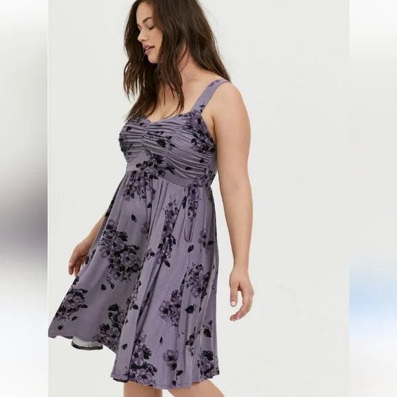 NWOT Purple Floral TORRID Super soft Strappy DRESS - Picture 1 of 5